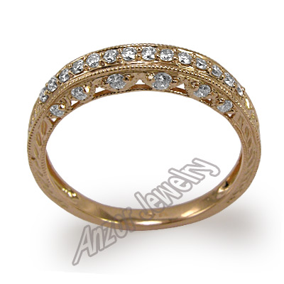 Pave-Set Diamond Wedding Ring in 14k Rose Gold