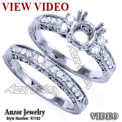 18k Gold Diamond Engagement Ring set