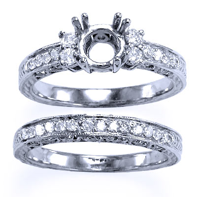 18k Gold Diamond Engagement Ring set
