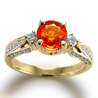 14k Yellow Gold Sapphire Diamond Ring
