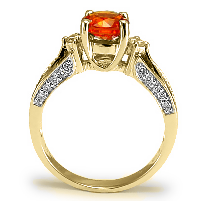 14k Yellow Gold Sapphire Diamond Ring