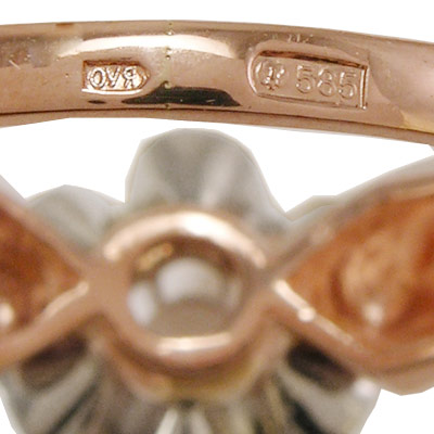 14k Russian Style tulpan Setting Ring 585 14k