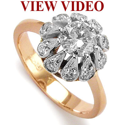 14k Rose & White Gold Diamond Sapphire Ring