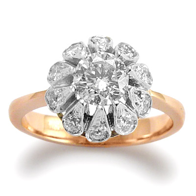14k Rose & White Gold Diamond Sapphire Ring