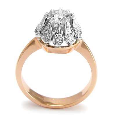 14k Rose & White Gold Diamond Sapphire Ring