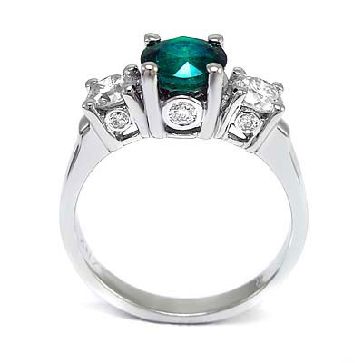 Emerald Diamond Ring  in Platinum 950 pure