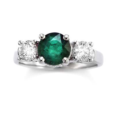 Emerald Diamond Ring  in Platinum 950 pure