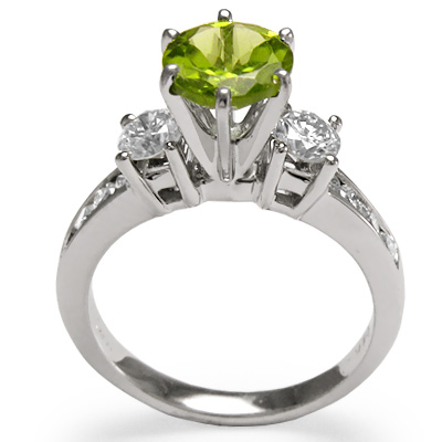 18k Gold Peridot Diamond Ring