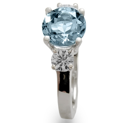 Aquamarine and Diamond Engagement Ring 18k Gold