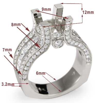 Palladium Semi Diamond Engagement Ring Setting
