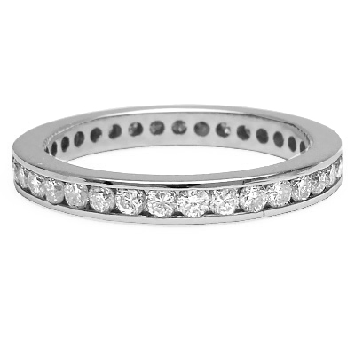 18k White Gold Band Diamond Wedding Ring