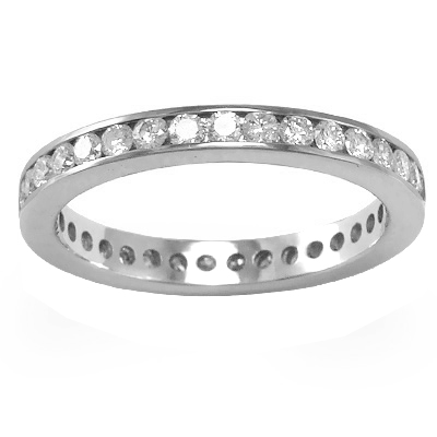 18k White Gold Band Diamond Wedding Ring