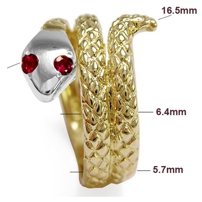 18k Two-Tone Twisted Serpent Ruby Ring