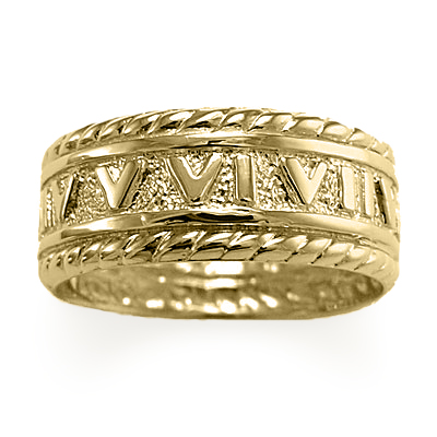 Men's 14k Yellow Gold Roman Design Ring