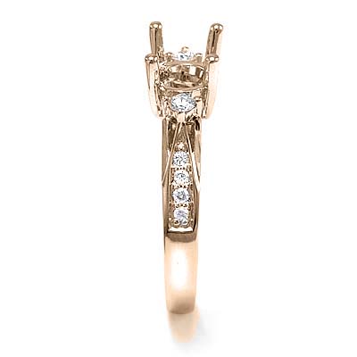 18k Rose Gold Diamond Ring Setting Semi-Mount.