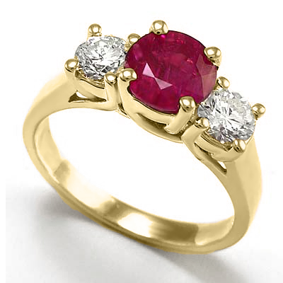 14k Yellow Gold Ruby Diamond Ring