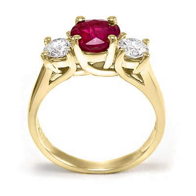 14k Yellow Gold Ruby Diamond Ring