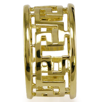 Men's 14k Solid Yellow Gold Greek Key Ring 7 to 14