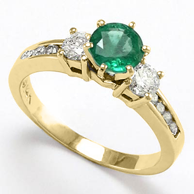 Colombian Emerald Diamond Ring 14k Gold
