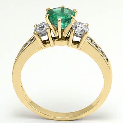 Colombian Emerald Diamond Ring 14k Gold