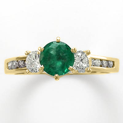 Colombian Emerald Diamond Ring 14k Gold