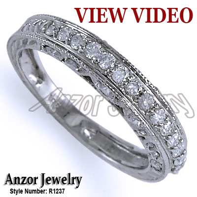 Pave-Set Diamond Wedding Ring in 18k White Gold