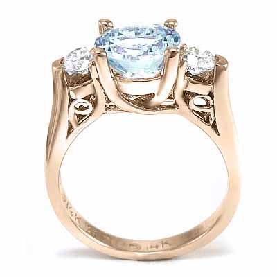 Aquamarine and Diamond Ring in 14k Rose Gold