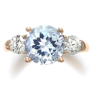 Aquamarine and Diamond Ring in 14k Rose Gold