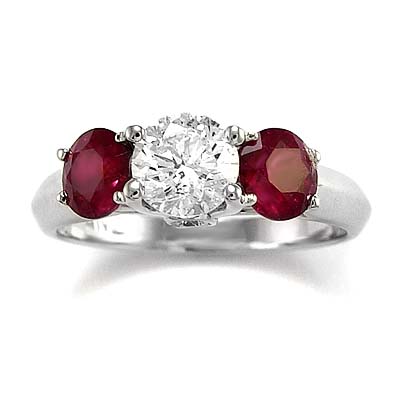 Diamond and Ruby Ring Setting in Platinum