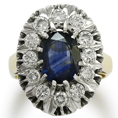 Russian Style Sapphire & Diamond ring 585