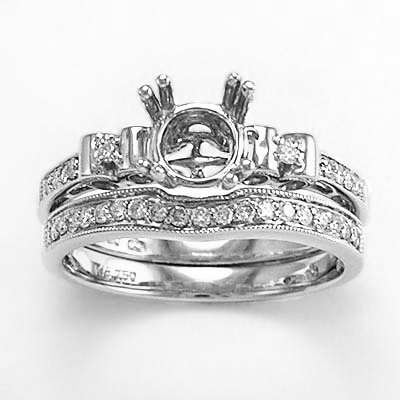18k Gold Diamond Engagement Ring set