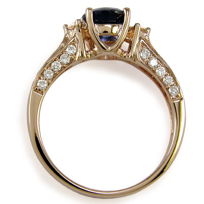 14k Rose Gold Ceylon Sapphire Diamond Ring
