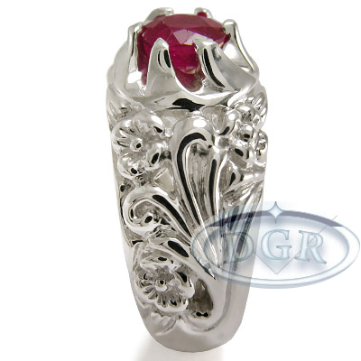 Men's 18k White Gold Ruby Ring