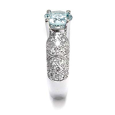 14k Gold Aquamarine Diamond Ring