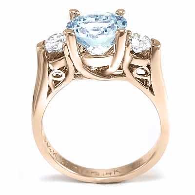 14k Gold Aquamarine and Diamond Ring