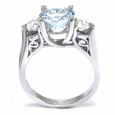 14k Gold Aquamarine and Diamond Ring