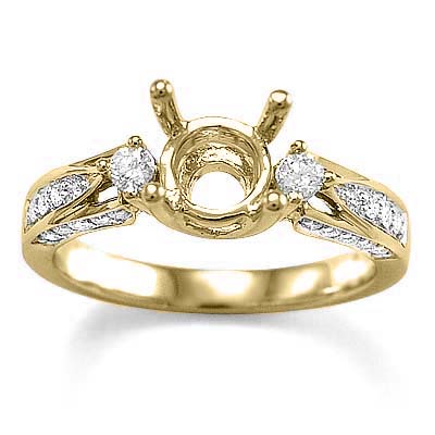 14k Yellow Gold Diamond Ring Setting Semi-Mount