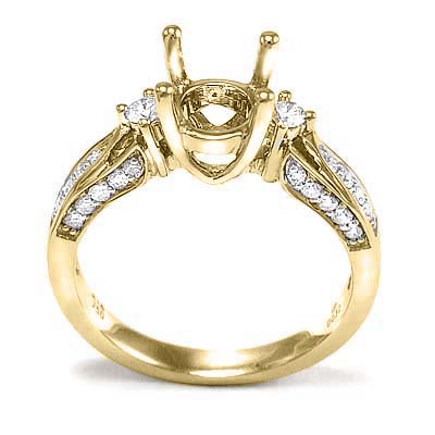 14k Yellow Gold Diamond Ring Setting Semi-Mount