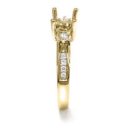 14k Yellow Gold Diamond Ring Setting Semi-Mount