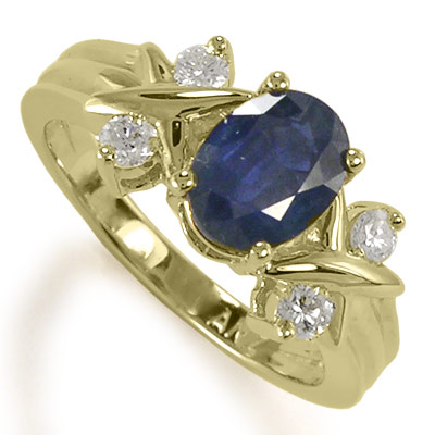 Sapphire and Diamond X ring in 18k solid gold