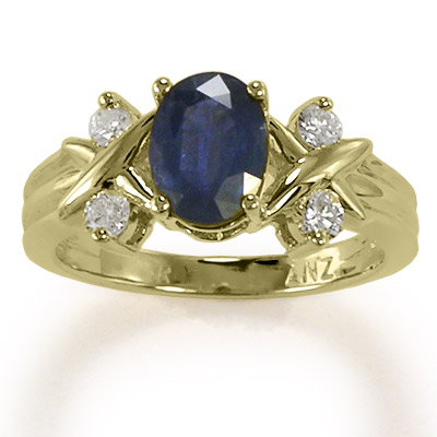 Sapphire and Diamond X ring in 18k solid gold
