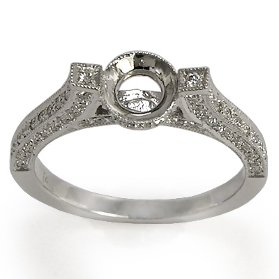 14k Gold Pave Diamond Ring Mounting