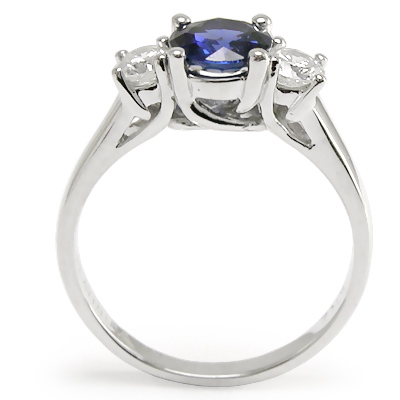 Sapphire and Diamond Three Stone ring in Platinum