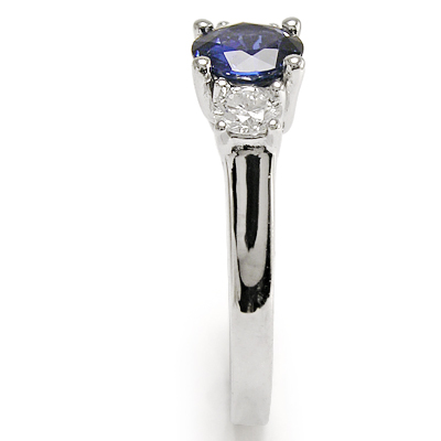 Sapphire and Diamond Three Stone ring in Platinum