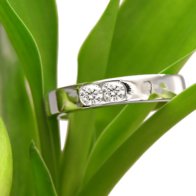 950 Platinum Two Diamonds Band Ring