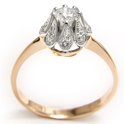 14k Gold Diamond Ring Russian Jewelry