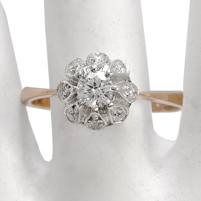 14k Gold Diamond Ring Russian Jewelry