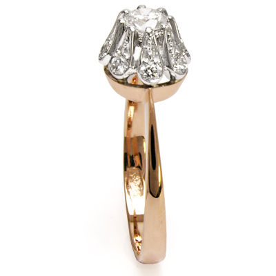 14k Gold Diamond Ring Russian Jewelry