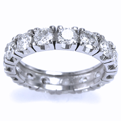 14k Solid White Gold Diamonds Band