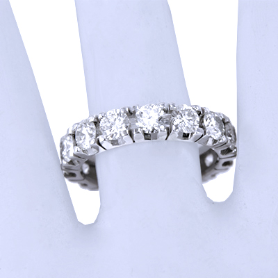 14k Solid White Gold Diamonds Band